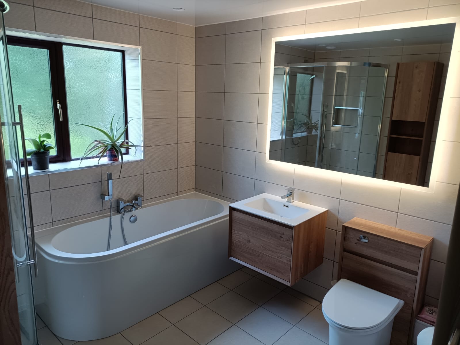 Luxury Bathroom with bath, seperate shower and antifog, backlit mirror by a - z Home improvements Luxury Bathroom with bath, seperate shower and antifog, backlit mirror by a - z Home improvements