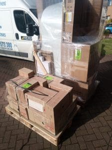 New bathroom delivery on driveway