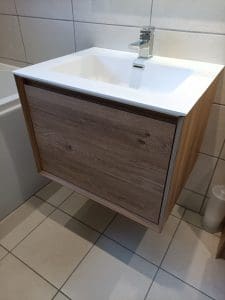 oak effect soft close bathroom cupboard